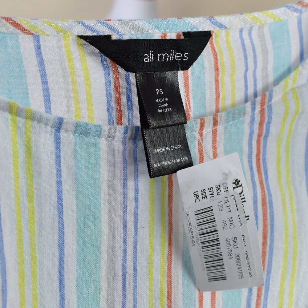 Ali Miles Linen Stripe Top NEW - Petite S - Picture 9 of 9